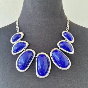 Blue & Silver Tone Statement Necklace